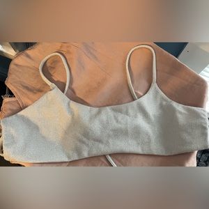 White Glitter Strappy Bikini Top